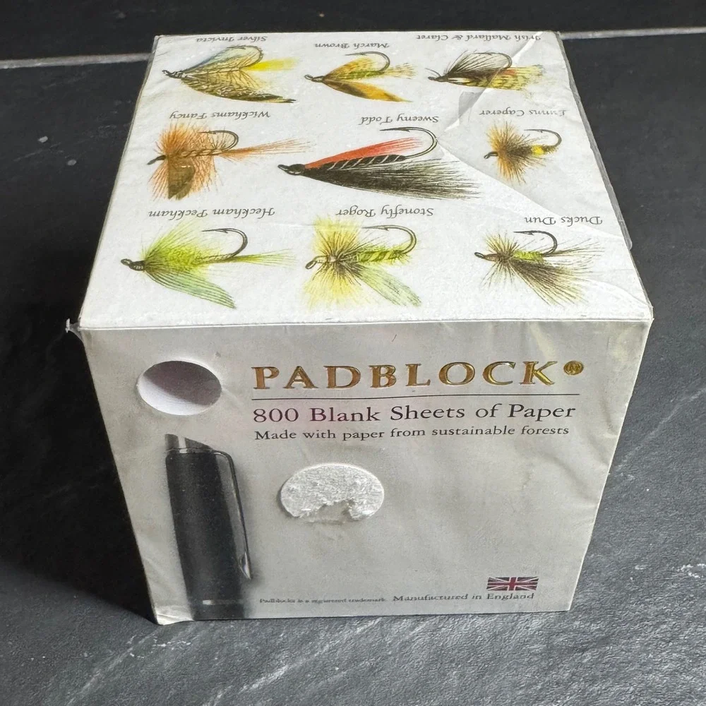 Padblock 800 Blank Sheets Memo Cube Fly Fishing Lures Made in England Stationery